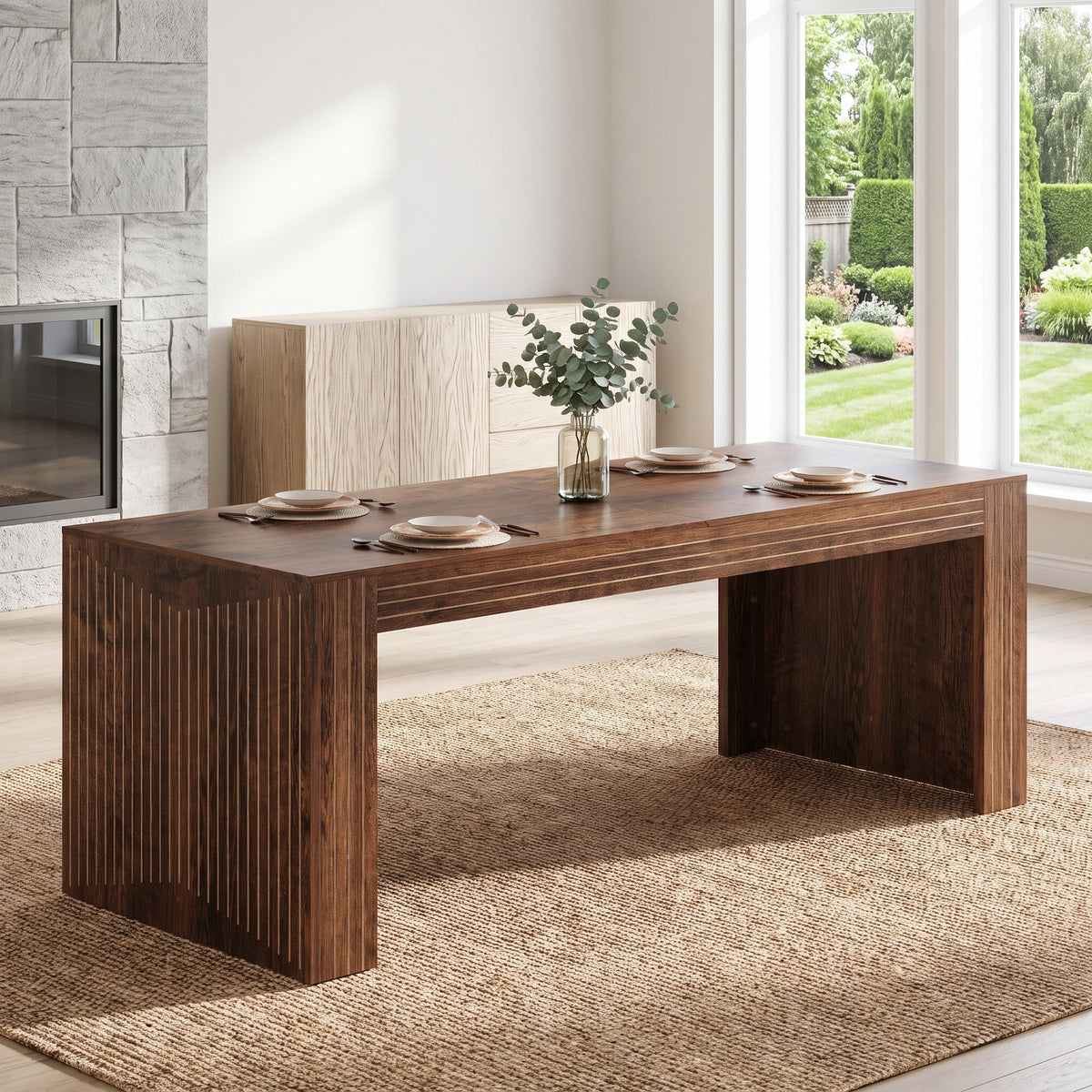 Fnova 78.7-Inch Modern Farmhouse Dining Table, Extra Long Wooden Kitchen Table, Easy Assembly, Seats 4-6 for Dining Room & Kitchen, Living Room,WM010280_DW_US